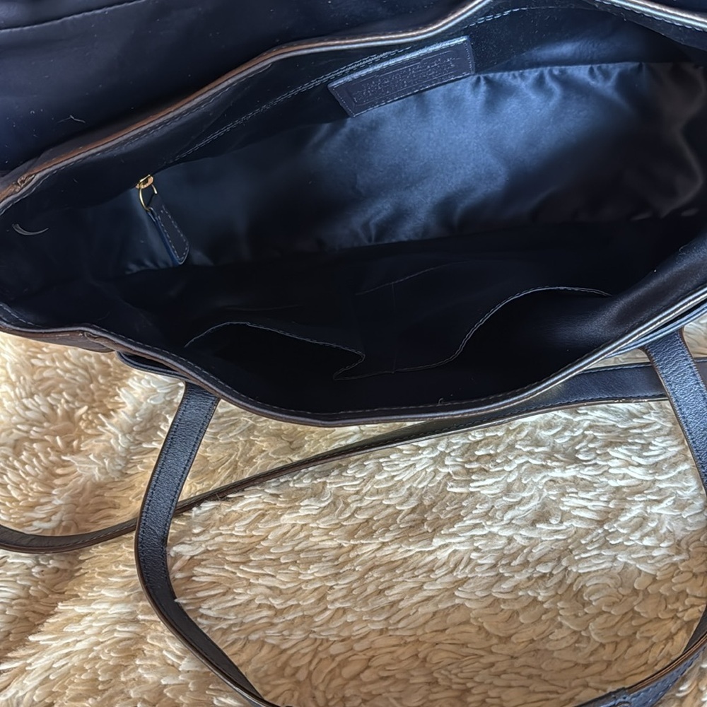 👜RARE!!! COACH TAYLOR LEATHER MARIN SATCHEL CARRYALL Navy blue - Picture 11 of 15